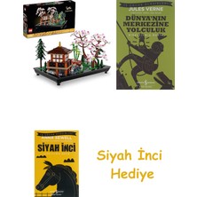 LEGO Icons Huzurlu Bahçe 10315 - Yetişkinler Için Dekoratif, Koleksiyonluk ve Sergilenebilir Çiçek Modeli Yapım Seti (1363 Parça) + Dünyanın Merkezine Yolculuk + Siyah Inci Hediye