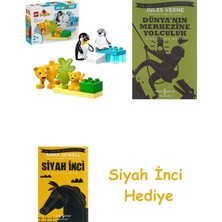 LEGO Duplo Town Vahşi Hayvan Aileleri: Penguenler ve Aslanlar 10442-2 Yaş ve Üzeri Çocuklar Için Eğitici ve Yaratıcı Oyuncak Yapım Seti (10 Parça) + Dünyanın Merkezine Yolculuk + Siyah Inci Hediye