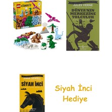 LEGO Classic Yaratıcı Dinozorlar 11041-5 Yaş ve Üzeri Çocuklar Için Yaratıcı ve Eğlenceli Oyuncak Yapım Seti (450 Parça) + Dünyanın Merkezine Yolculuk + Siyah Inci Hediye