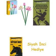 LEGO Botanicals Lotus Çiçekleri 40647 - Dekoratif, Koleksiyonluk ve Sergilenebilir Çiçek Modeli Yapım Seti (220 Parça) + Dünyanın Merkezine Yolculuk + Siyah Inci Hediye