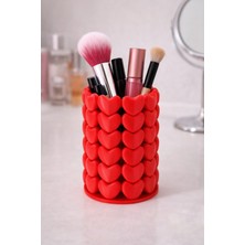 Yapı3D Kalpli Makyaj Organizeri | Masaüstü Kozmetik Düzenleyici & Kalemlik | Dekoratif Plastik Organizer