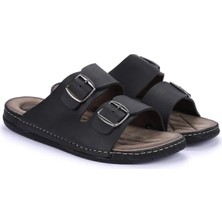 Waykon Apella Battal Boy Büyük Numara Siyah Erkek Ortapedik Terlik 45,46,47