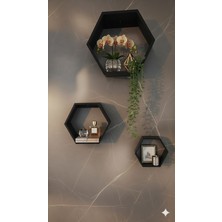 Safir Design 3'lü Dekoratif Altıgen Duvar Rafı Seti - Modern Renk Seçenekli Geometrik Petek Raf