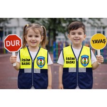 Teknik Çocuk Trafik Görevlisi Yeleği Fermuarlı ,reflektörlü – Kişiye Özel Isim Baskılı Eğitici Ürün
