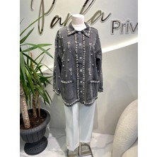 My City Inci Işlemeli Kot Ceket