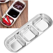 abnturk 3 Bölmeli Gümüş Renk Paslanmaz Çelik Sosluk Reçellik Lokumluk Çerezlik 2 Adet