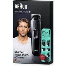 Braun All-In-One Trimmer 3 6-In-1 Erkek Bakım Kiti – Sakal, Saç ve Vücut Şekillendirici Tıraş Makinesi