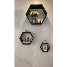 Safir Design 3'lü Dekoratif Altıgen Duvar Rafı Seti - Sert Plastik Modern Renk Seçenekli Geometrik Petek Raf