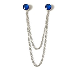 Aliva Scarf Gümüş Renkli Çift Zincirli Taş Detaylı Yaka Iğnesi Broş