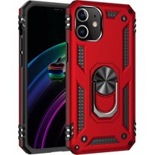 LTG Nova Newface Iphone 12 Kılıf Sofya Yüzüklü Silikon Kapak - Kırmızı