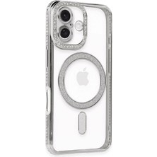 LTG Nova Newface Iphone 16 Kılıf Joke Simli Magneticsafe Kılıf - Gümüş