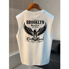 Kids Face Özel Tasarım Brooklyn  Sırt Baskılı %100 Pamuk Serin Tutan Erkek Çocuk Kolsuz T-Shırt