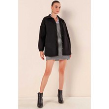 Ckm Moda Danvers Yüksek Kalite Kadın Cepli Oversize Gömlek  Siyah