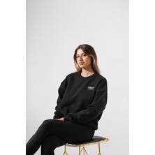 Ckm Moda Seth Yüksek Kalite Kadın Arkası Yazılı Sweat Siyah