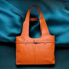 Valentina Victoria Hakiki Deri Büyük Boy Kadın Omuz Çanta