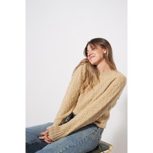 Ckm Moda Eloi Yüksek Kalite Kadın Kazak  Kahve