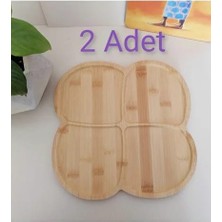 Sween Home 2 Adet Bambu 4 Bölmeli Kahvaltı Sunum Çerez Tabağı