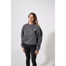 Ckm Moda Yüksek Kalite Kadın Gri Arkası Yazılı Sweat Gri