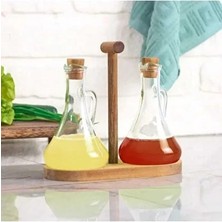 Sween Home Ahşap Altlıklı Cam 2 Li Yağdanlık Sirkelik Sosluk