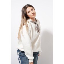 Ckm Moda Sella Fuarlı Basic Sweat Beyaz