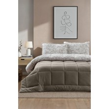 Evnur Comforter Çift Kişilik Set Kahve