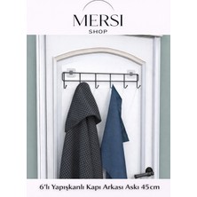 Mersi Shop 6’lı Yapışkanlı Kapı Arkası Askı – Delmesiz Metal Duvar ve Kapı Organizer Raf