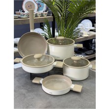 Arow Kristal Kaplama Cooke Prof 8 Parça Tencere Seti Beyaz