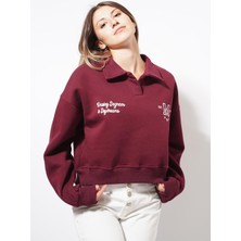 Ckm Moda Seny Yazılı Sweat Bordo