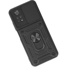 LTG Nova Newface Poco M4 4g Kılıf Pars Lens Yüzüklü Silikon - Siyah