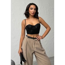 Ckm Moda Seduction Payetli Büstiyer Siyah