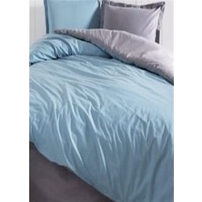 More Home Lastikli Çarşaflı Tek Kişilik Nevresim Takımı  Mavi-Antrasit