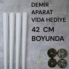 EMA Orman 42CM Beyaz Ahşap Konik Ayak Aparat Vida Hediyeli