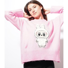 Ckm Moda Bunny Labubu Detaylı Triko Kazak Pembe