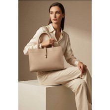 Gaia Rinaldi Kadın Siyah Evrak Çantası, Kilit Detaylı, 3 Bölmeli, Ayarlanabilir Askılı