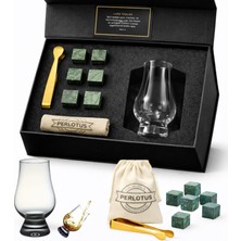 Perlotus Lotus 190 ml Aroma Viski Tadım Bardağı ve Granit Viski Taşı Premium Hediye Seti