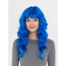 Marsilyan Mavi Renk Uzun Dalgalı Parti Peruğu