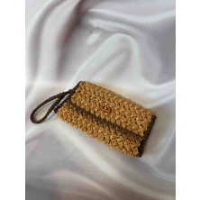 Creatif La Femme Hasır Rengi Simli Kağıt Ip Cüzdan