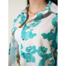 Ckm Moda Terry Yüksek Kalite  Oversize Kadın Uzun Gömlek Mavi