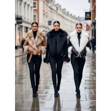 Levin Peak Aura Sh Kadın Organik Kürk Detaylı Deri Ceket