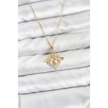 Shoplet Buğz 316L Çelik Zincir Gold Renk Sonsuzluk Model Zirkon Taşlı Kadın Kolye