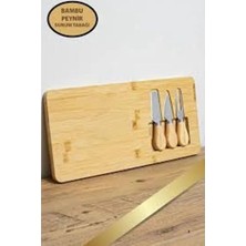 Sween Home 3 Bıçaklı Bambu Dikdörtgen Model Peynir Börek Kesim Sunum Tabağı 30*17 cm