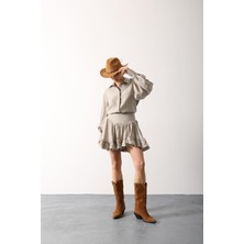 Ckm Moda Virella Volanlı Mini Etek Taş