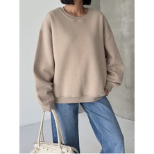 Bejna Kadın Bol Kesim Bisiklet Yaka Basic Sweatshirt