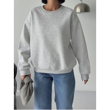 Bejna Kadın Bol Kesim Bisiklet Yaka Basic Sweatshirt