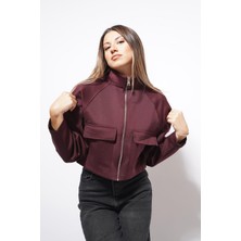 Ckm Moda Paynır Sukuba Kapak Cepli Ceket Bordo