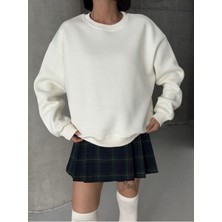 Bejna Kadın Bol Kesim Bisiklet Yaka Basic Sweatshirt