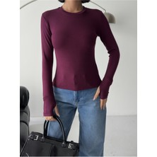Bejna Kadın Soft Touch Bisiklet Yaka Parmak Detaylı Bluz