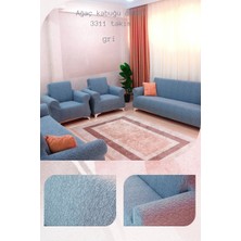 UY STYLE Jakarli , Lastikli Koltuk Örtüsü ,likrali, Esnekli Koltuk Kılıfı , Leke Tutmaz ,3+3+1+1 Takım(Ağaç Kabuğu Desen)