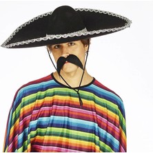 Flamex Sombrero Meksika Şapkası Mariachi Gümüş Şeritli Yetişkin Boy