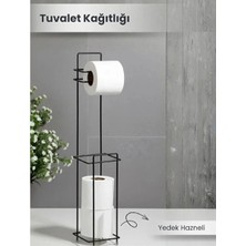 Shoplet Buğz Siyah Standlı Yedek Hazneli Tuvalet Kağıtlığı